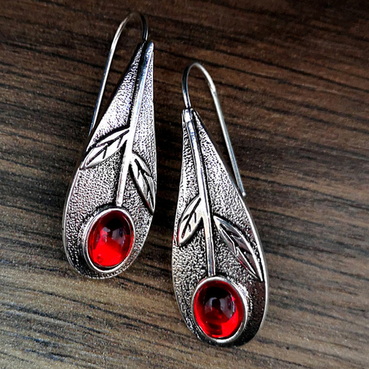 Élégantes Boucles d'Oreilles Vintage en Cristal Rouge et Argent