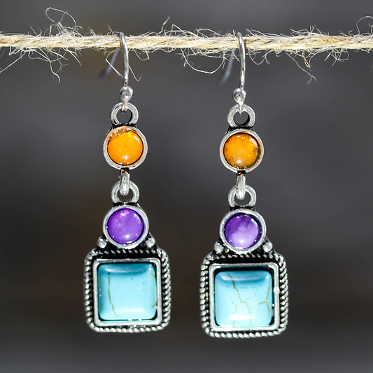 Boucles d'oreilles vintage en pierre naturelle avec pendentif élégant