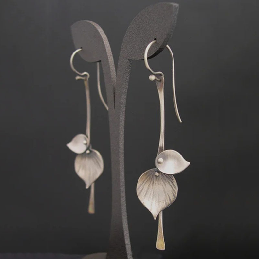 Boucles d'oreilles Vintage en Argent - Élégance des Feuilles
