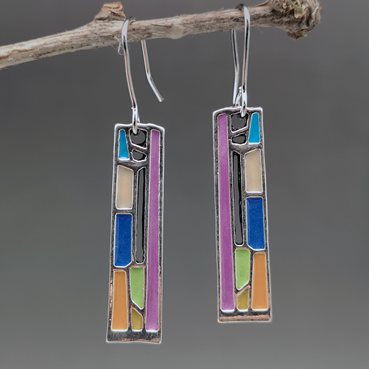 Éblouissantes Boucles d'Oreilles Vintage aux Couleurs Multiples