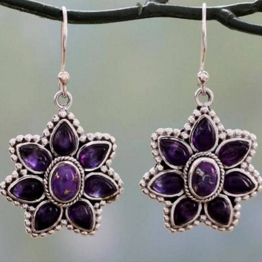 Boucles d'oreilles Vintage Élégantes en Fleurs Mauves