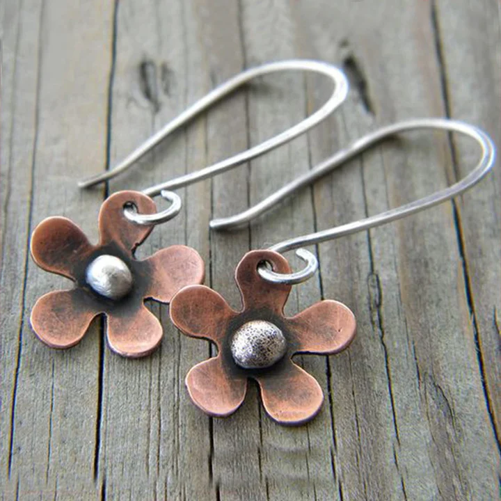 Boucles d'oreilles Vintage en Fleur Marron Élégante