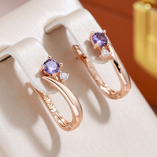 Chic Purple Zirconia Earrings