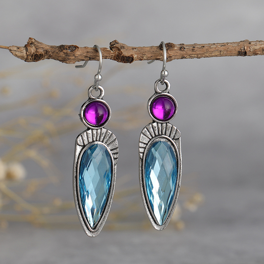 Éblouissantes Boucles d'Oreilles Vintage en Cristal Bleu