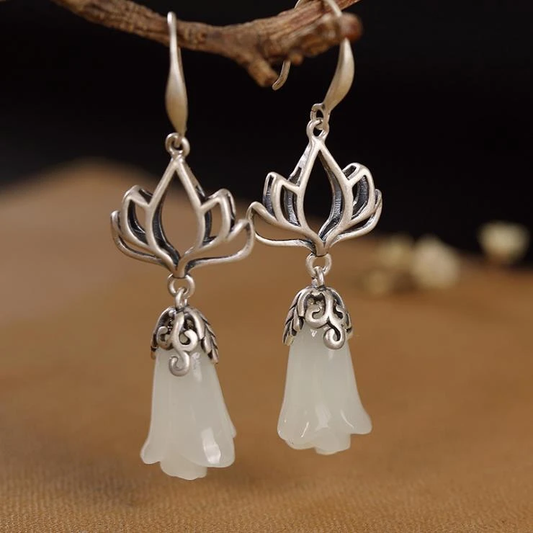 Éblouissantes Boucles d'oreilles Vintage en Opale Blanche