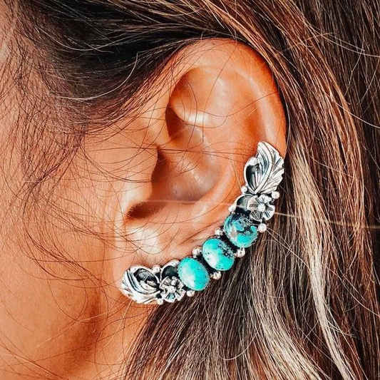 Éblouissantes Boucles d'oreilles en Argent ornées d'Opale Turquoise