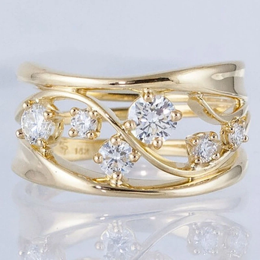 Bague Élégante en Plaqué Or Avec Éclat de Zirconium