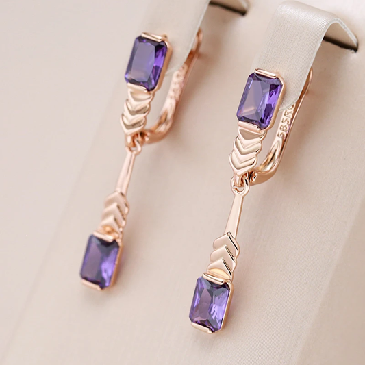 Éblouissantes Boucles d'Oreilles Élégantes ornées de Cristaux Violets