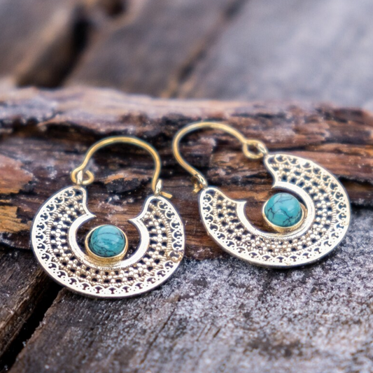 Sublimes Boucles d'Oreilles Mandala en Turquoise Éclatant