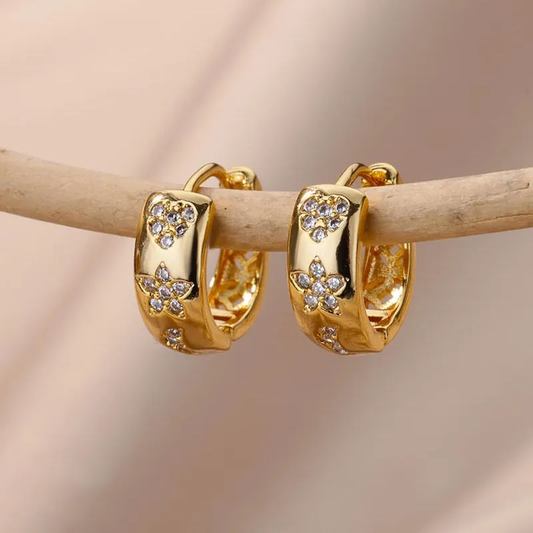 Boucles d'oreilles Élégantes scintillantes avec étoiles en zirconium étincelant