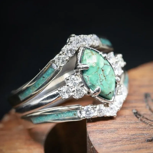 Bague rétro en émail turquoise éclatant