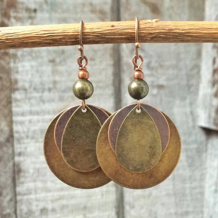 Boucles d'oreilles vintage couleur dorée et brune élégante