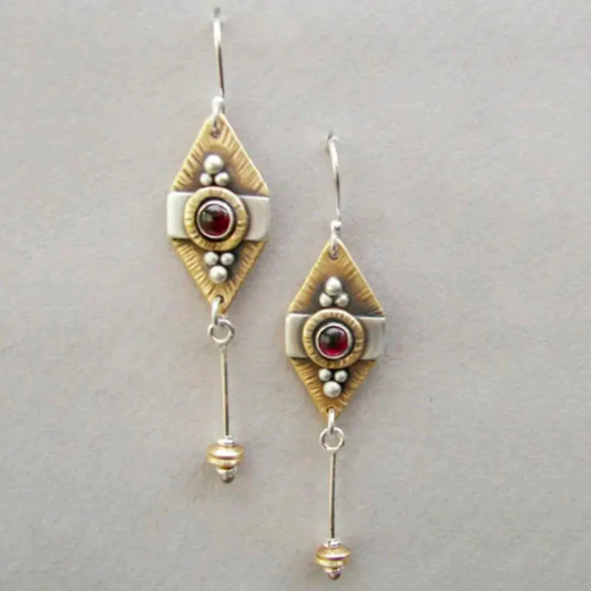 Boucles d'oreilles Ethniques en Argent Beige Élégantes