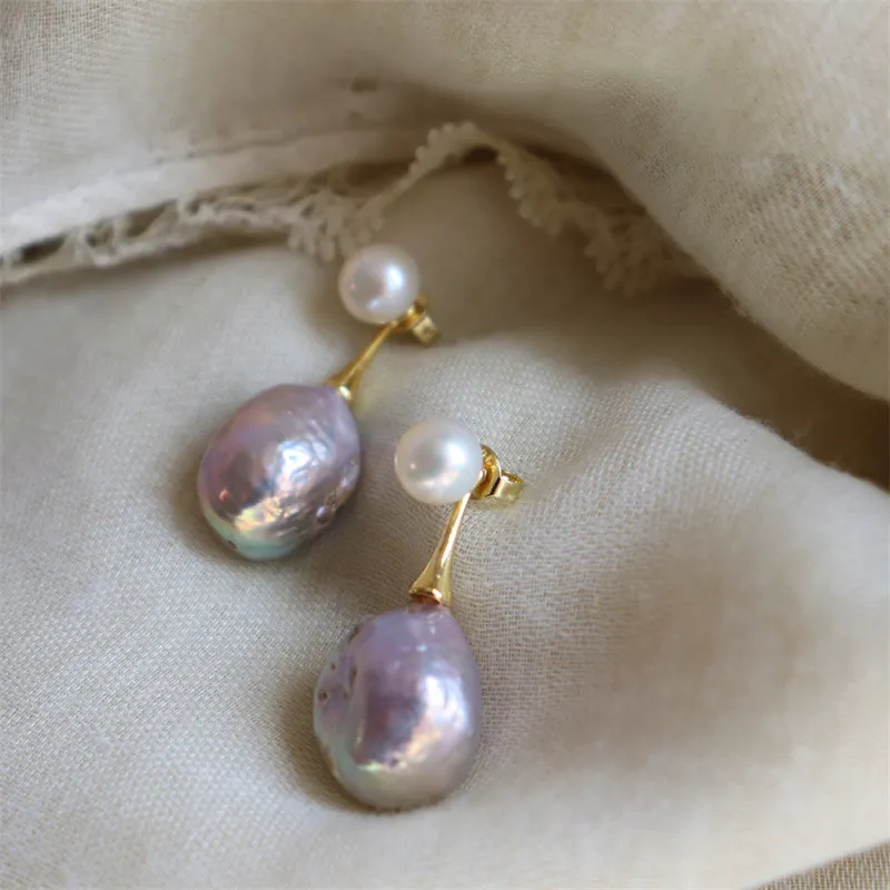 Boucles d'oreilles raffinées en perles lilas chic