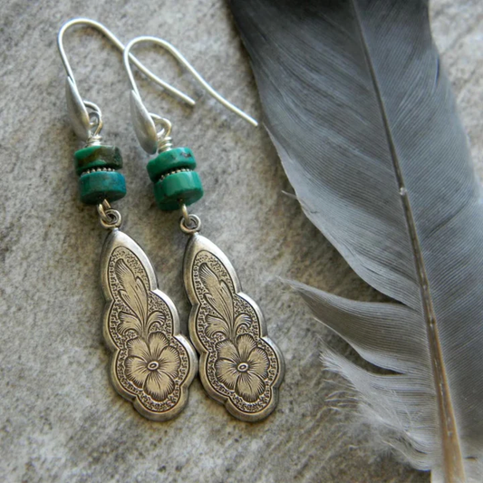 Boucles d'oreilles vintage en turquoise éblouissant