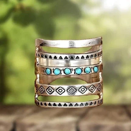 Élégante Bague Bohème en Argent Authentique