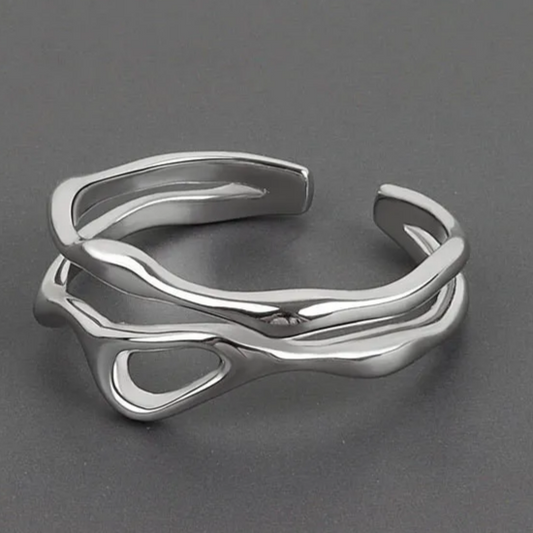 Bague en argent design ouvert à forme organique