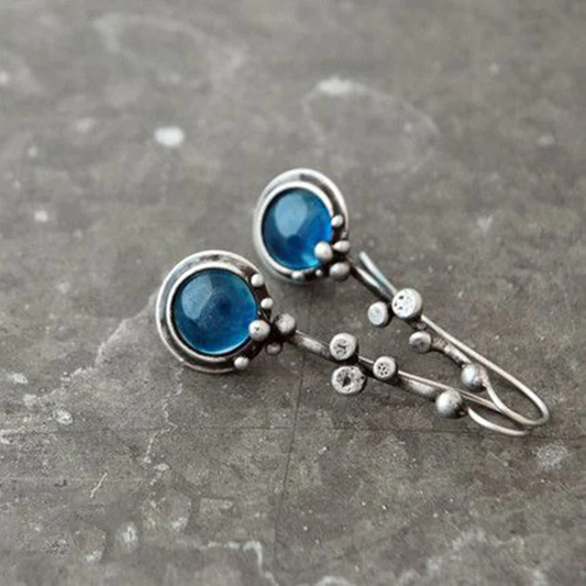 Éclat Vintage : Boucles d'Oreilles Bleues Élégantes