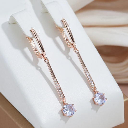 Boucles d'oreilles pendantes en zircone dorée scintillante