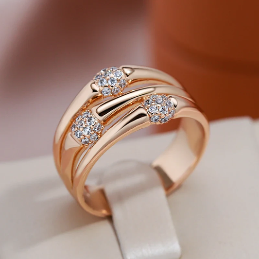 Bague Chic à Sphères Dorées Étincelantes