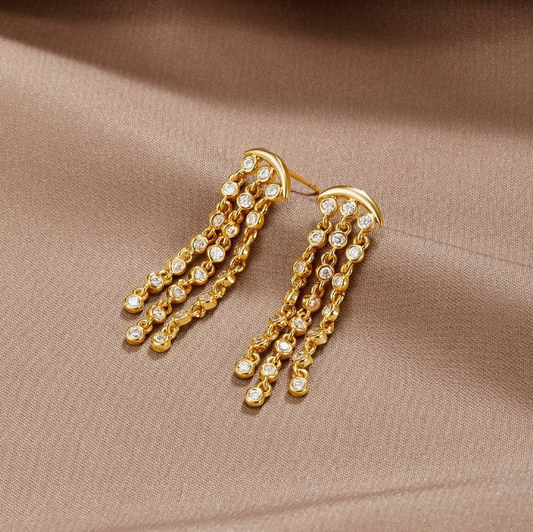 Boucles d'oreilles chic en sequins dorés scintillants