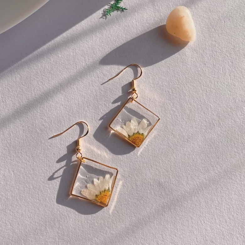 Éblouissantes Boucles d'Oreilles Vintage en Cristal en Forme de Tournesol