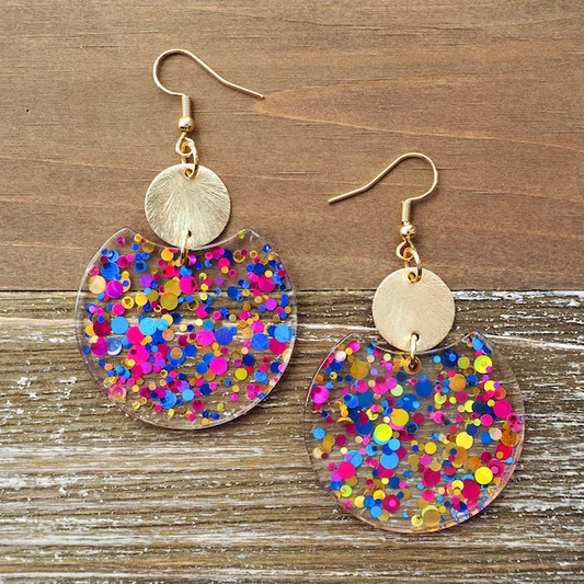 Boucles d'oreilles vintage rondes aux teintes éclatantes