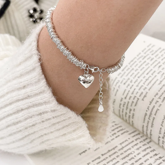 Bracelet de cheville chic avec charmant cœur en argent