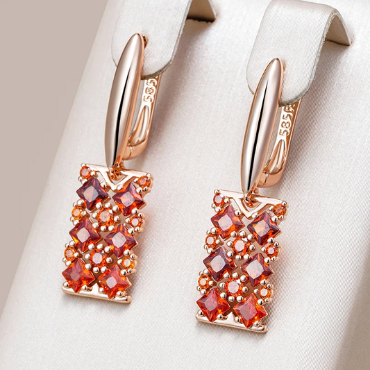 Boucles d'oreilles chic en cristal orange scintillant