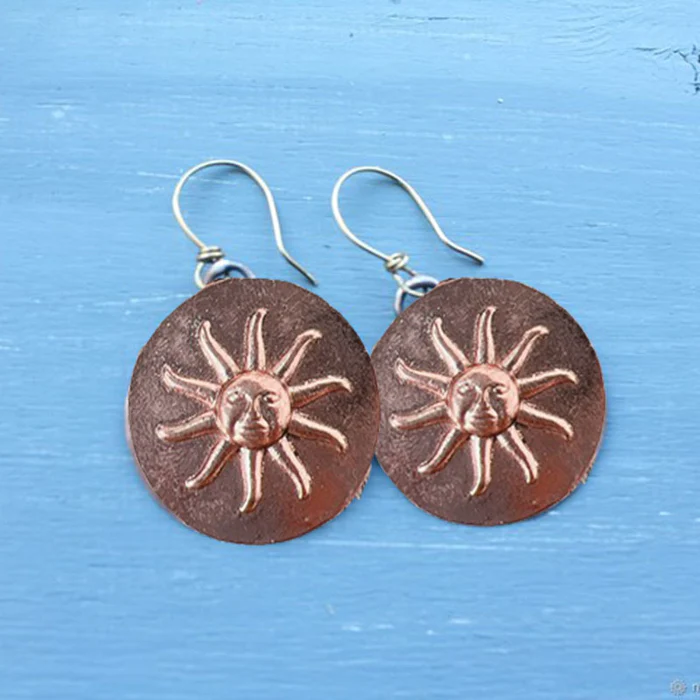 Boucles d'oreilles vintage en forme de soleil, élégantes et marron