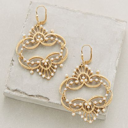 Élégantes boucles d'oreilles vintage en perles dorées Mandala