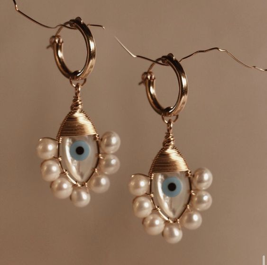 Boucles d'oreilles en perles de Nazar au style vintage enchanteur