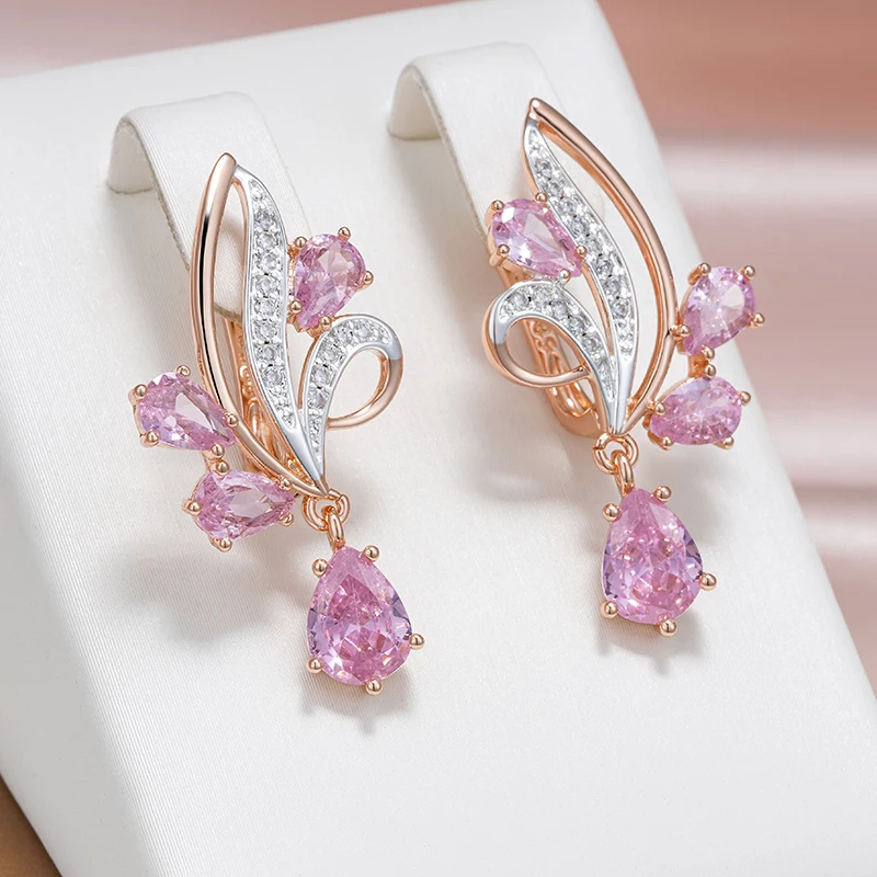 Boucles d'oreilles en cristal rose raffiné pour une touche d'élégance