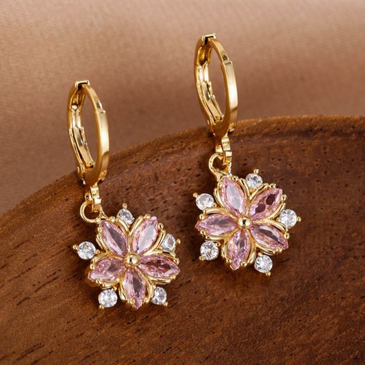 Éblouissantes boucles d'oreilles en cristal de marguerite élégante