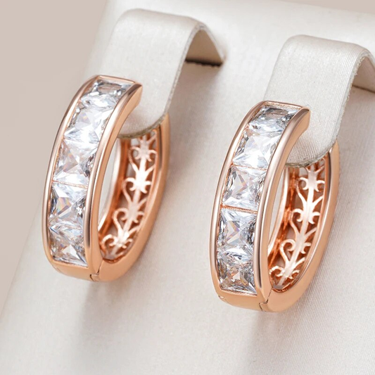 Boucles d'oreilles scintillantes en cristal blanc raffiné