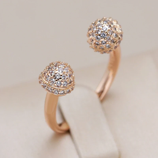 Bague raffinée à double sphère scintillante ✨