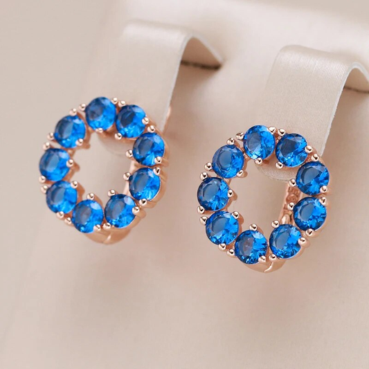 Boucles d'oreilles chic en cercles bleus scintillants