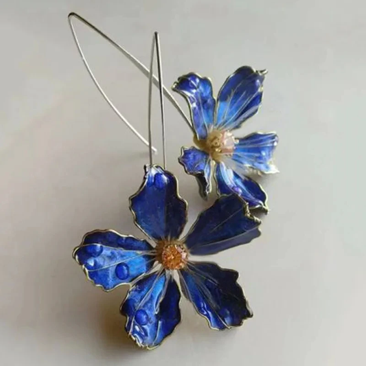 Boucles d'oreilles vintage en fleurs bleues élégantes