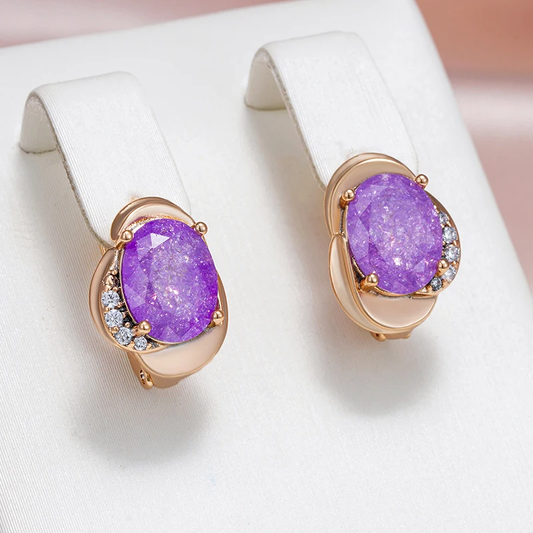 Boucles d'oreilles en cristal violet éclatant - Élégance cosmique à vos oreilles !