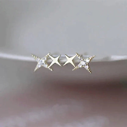 Boucles d'oreilles Étoiles scintillantes en or avec Zirconia ❤️
