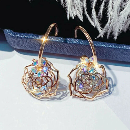 Éblouissantes Boucles d'oreilles Sphériques en Or et Argent