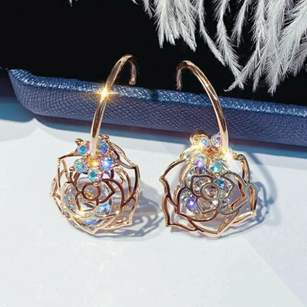 Éblouissantes Boucles d'oreilles Sphériques en Or et Argent