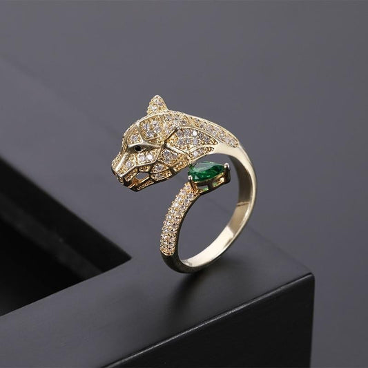 Bague Ajustable au Design Léopard avec Éclat en Zircone Complète