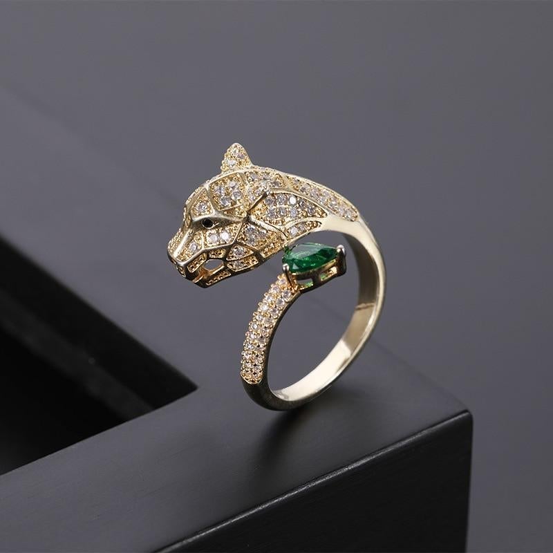 Bague Ajustable au Design Léopard avec Éclat en Zircone Complète