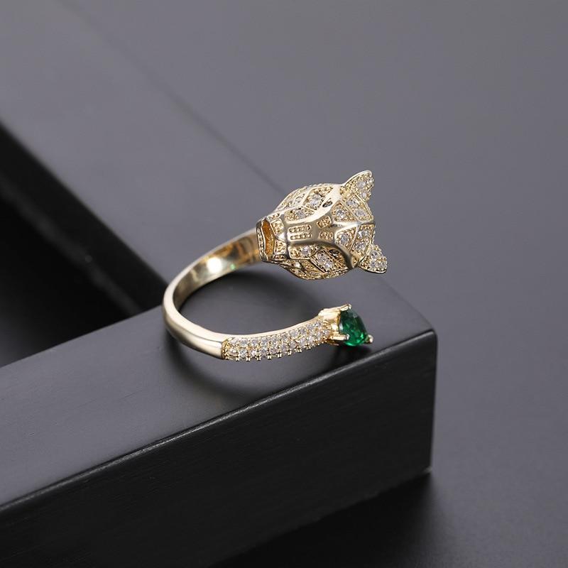 Bague Ajustable au Design Léopard avec Éclat en Zircone Complète
